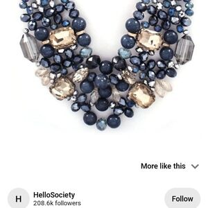 Statement necklace Swarovski Crystal Sapphire agate 5 strand